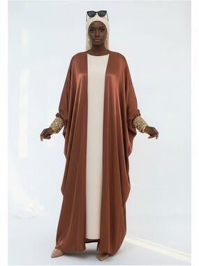 Elegant Modest Abaya - Rust Brown